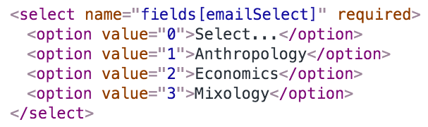 Email Select doesn't display email addresses in your template code